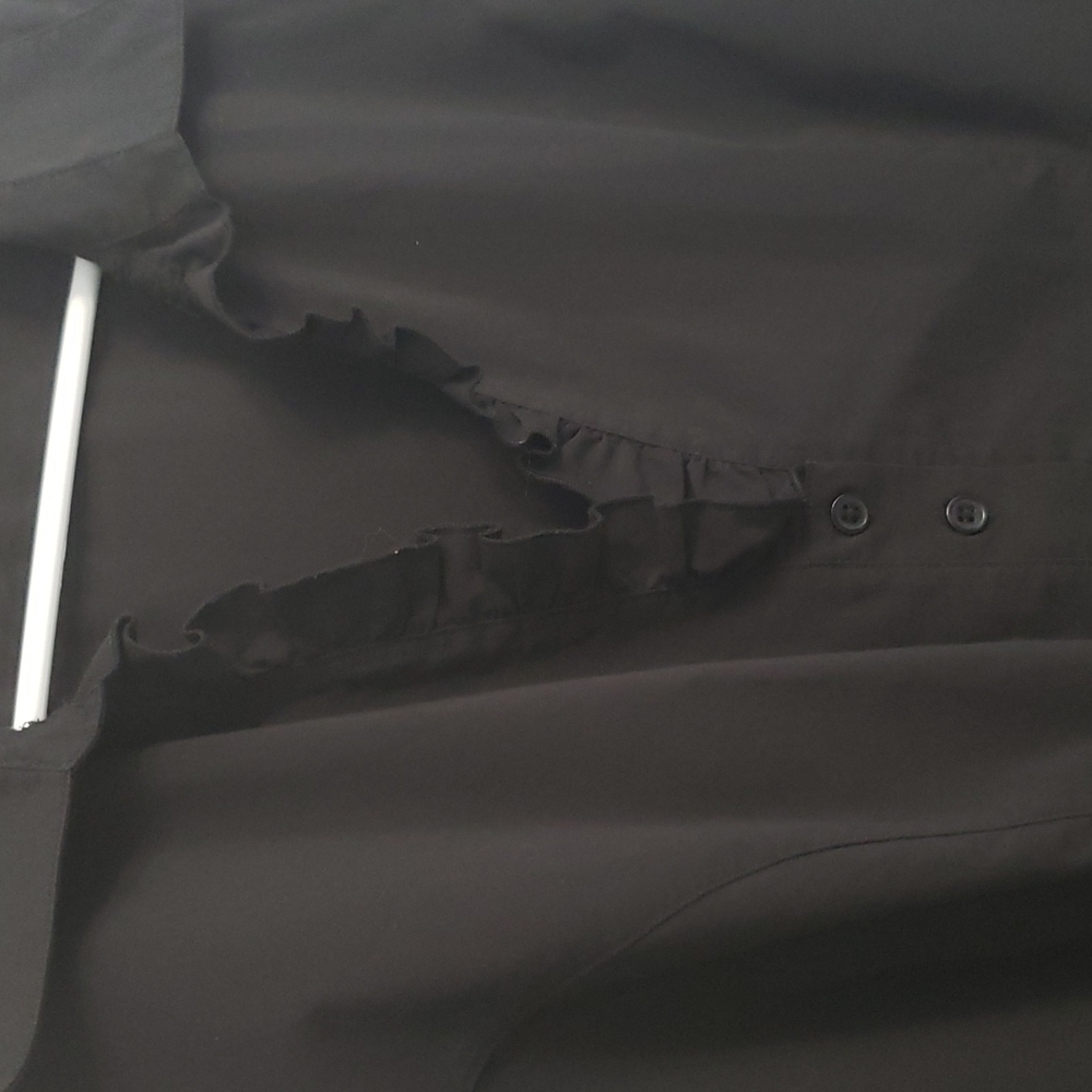 Encore Black Button Up Ruffle Top - Picture 2 of 5